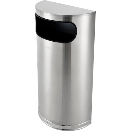 Global Industrial Half-Round Indoor Metal Can, Silver, Stainless Steel, 8-7/8 in 641594SS